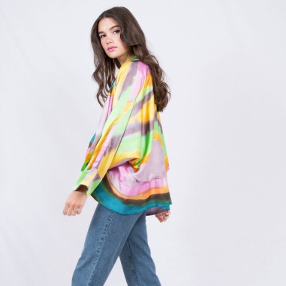 Rachel Comey Weir jacket, silk pink colors, Small - Picture 2 of 13